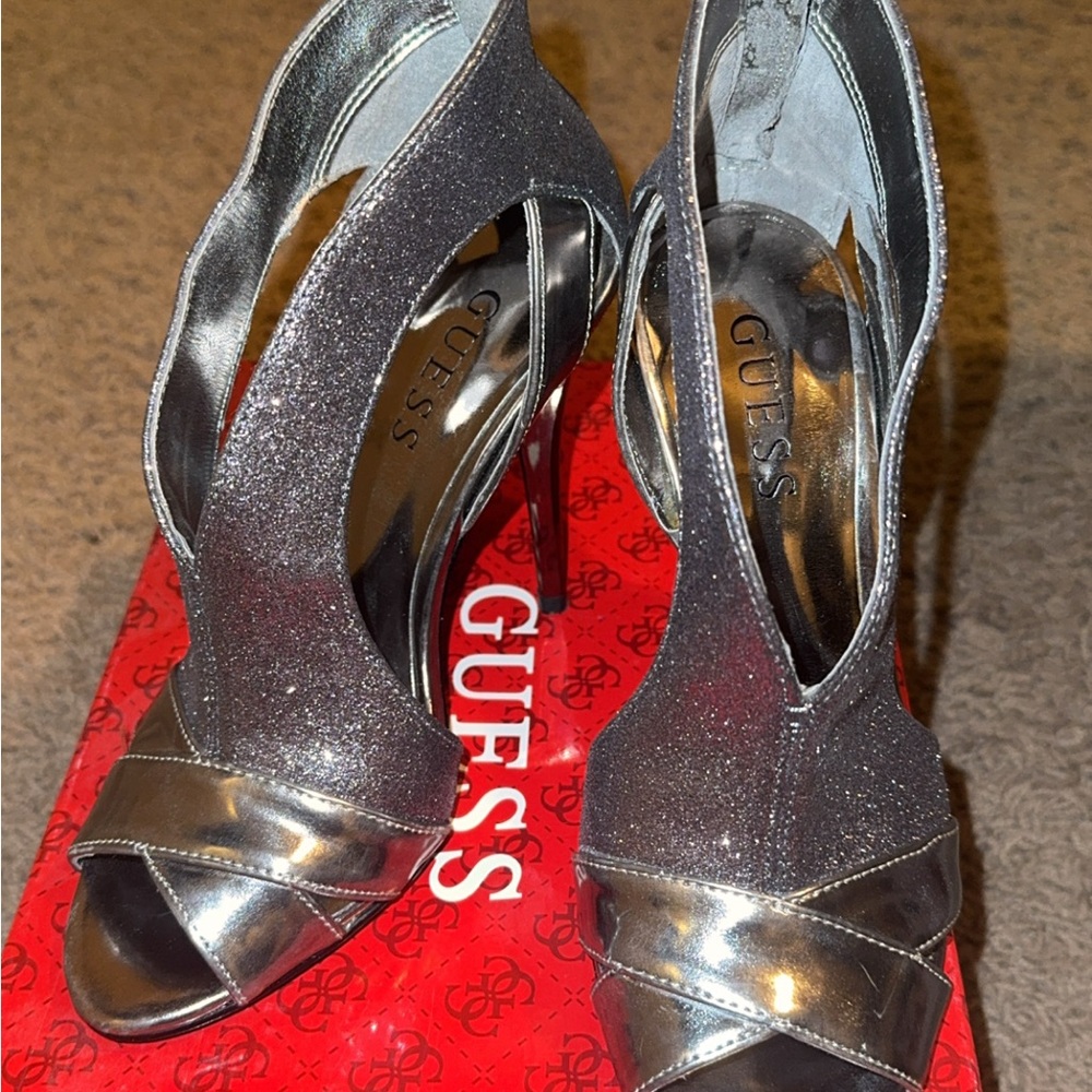 Guess Metallic Silver Women's Heels